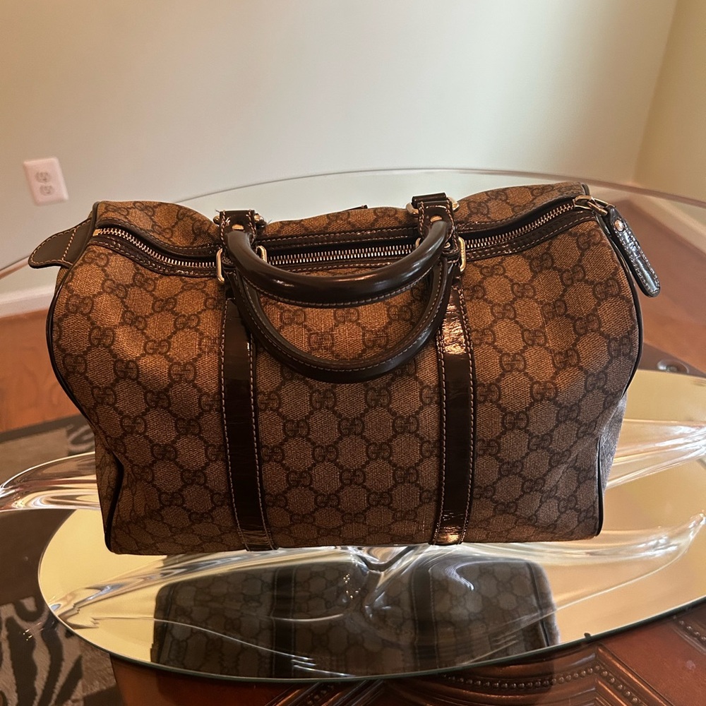 Gucci Brown GG Canvas Satchel with Dark Brown Trim - Picture 5 of 10